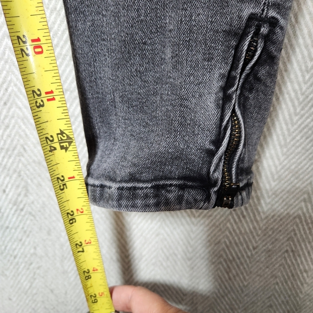 Zara Womens 36 Distressed Black/Gray Cargo Jeans Ankle Zip - Picture 5 of 9